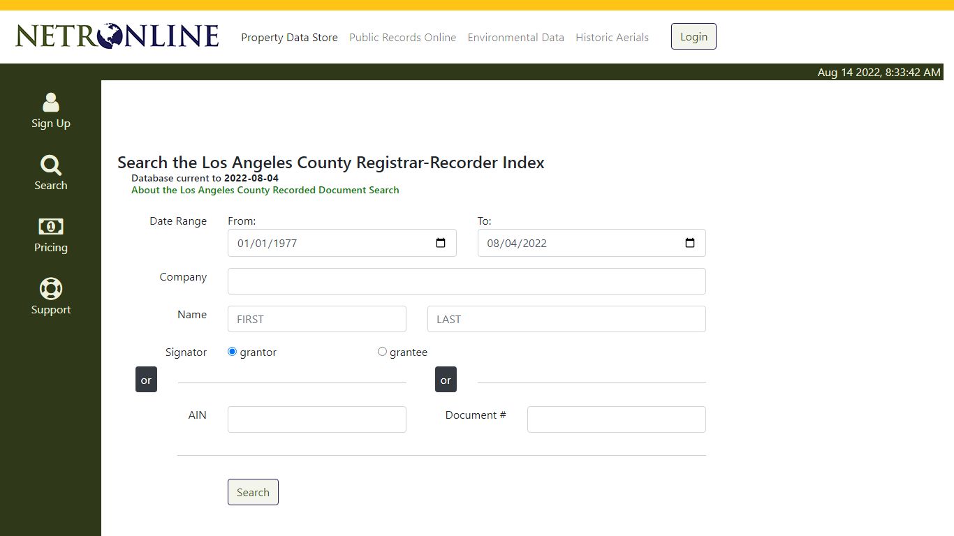 NETR Online •Los Angeles County Registrar-Recorder Index