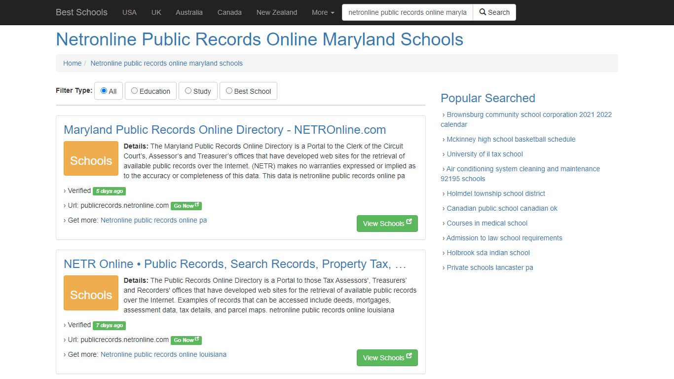 Netronline Public Records Online Maryland Schools